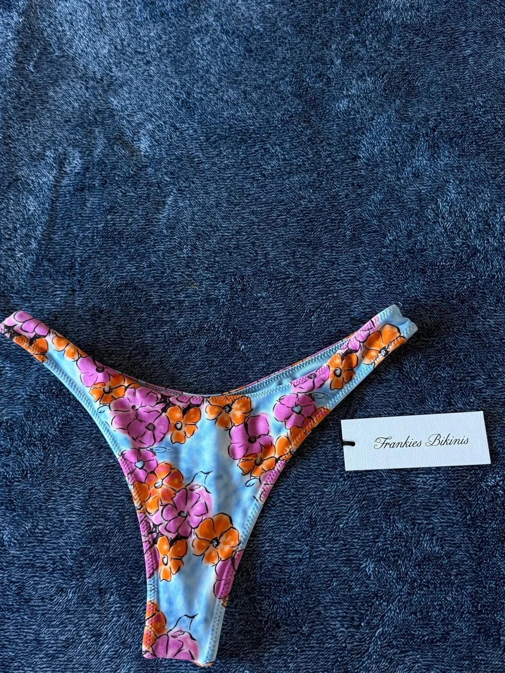 NWT Frankies Bikinis Full Moon Floral Micro Bikini Bottom in Color Me👙🩵🩷🧡🌸